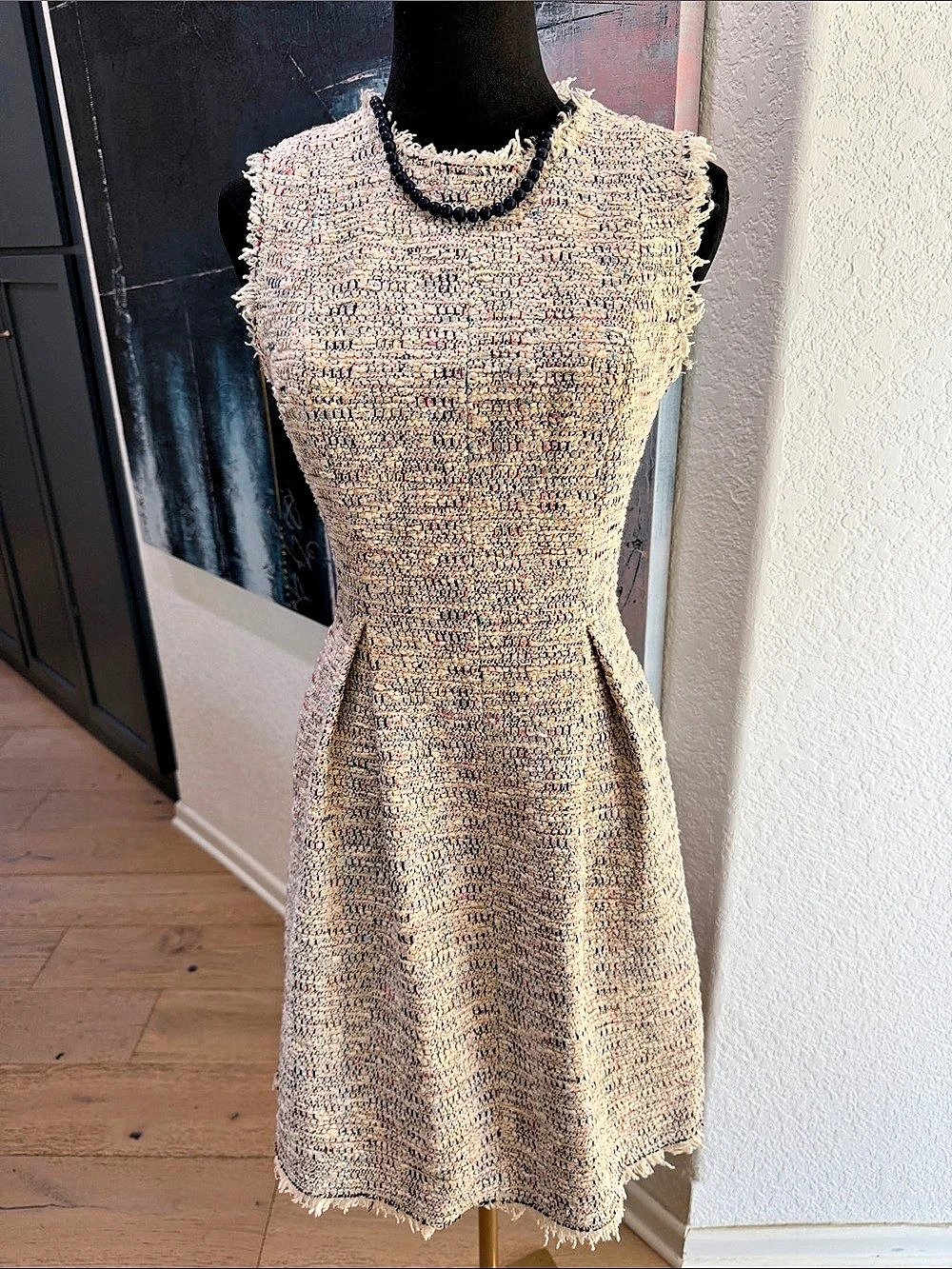 Rebecca Taylor Boucle Tweed Mini Dress in Pink & Cream Size 2 - Picture 11 of 11
